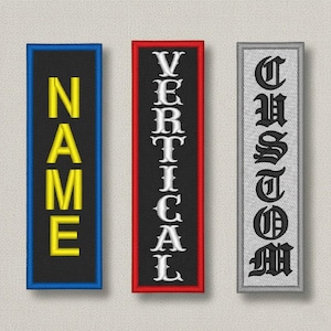 Custom Embroidered Vertical Patch - Biker Motorcycle MC Name Tag Rectangle Sew on Patches