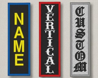 Custom Embroidered Vertical Patch - Biker Motorcycle MC Name Tag Rectangle Sew on Patches