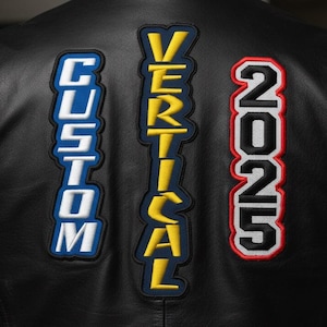 Custom Embroidered Vertical Patch - Freehand Biker Motorcycle MC Name Tag Sew on Patches
