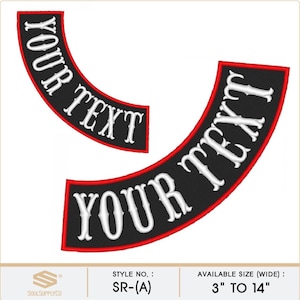 Custom Embroidered Side Rocker Patch - Motorcycle Club Biker MC Sew-On Patches