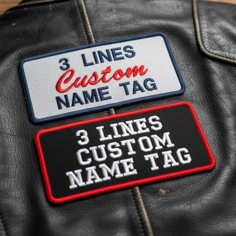 Custom Embroidered Rectangular patch - Name Tag, Biker, Motorcycle Club Sew-On Patches 画像 2