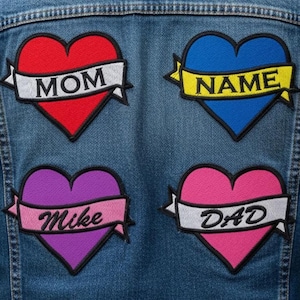 Custom Embroidered Heart Patch - Personalized Love Mom Sew-On Patches