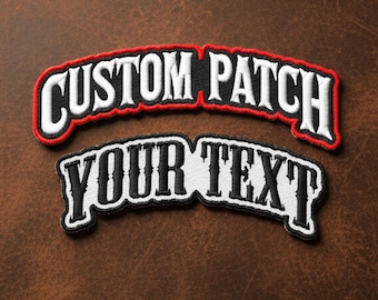 Custom Embroidered Freehand Arch Top Rocker Patch- Motorcycle Biker MC Sew-On Patches