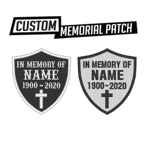 Custom Embroidered Patch - Shield In Memory Of Memorial RIP R.I.P Motorcycle Biker Sew on Patch - (MP-10)