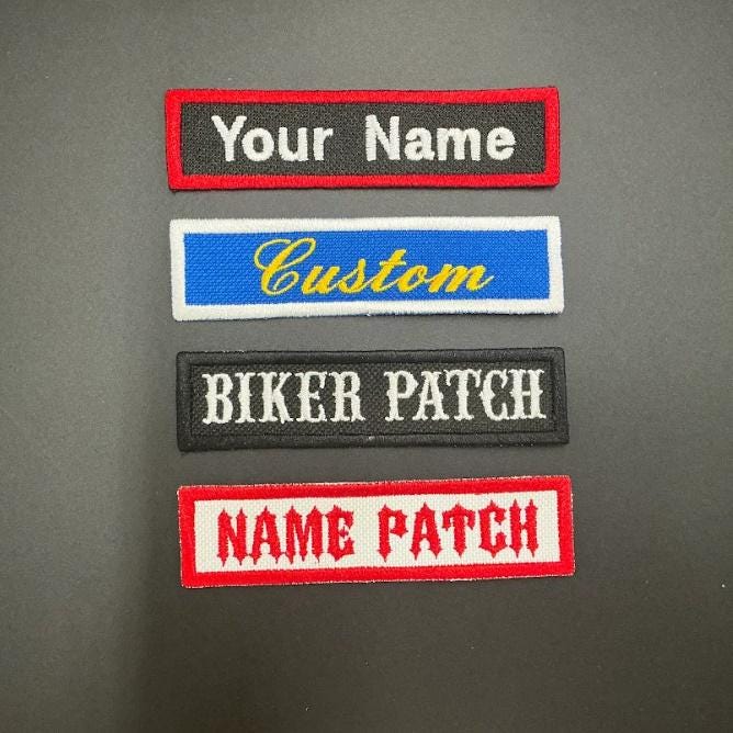 Custom Embroidered Name Tag Patch - Hook & Loop Back, 5" X 1.3", USA Made, Personalized Biker Patch