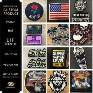 Custom Embroidered Rectangular patch - Name Tag, Biker, Motorcycle Club Sew-On Patches image 9