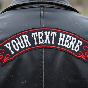 Custom Embroidered Top Rocker Patch: Fire Flame Border, Motorcycle Biker MC - 4"~14"