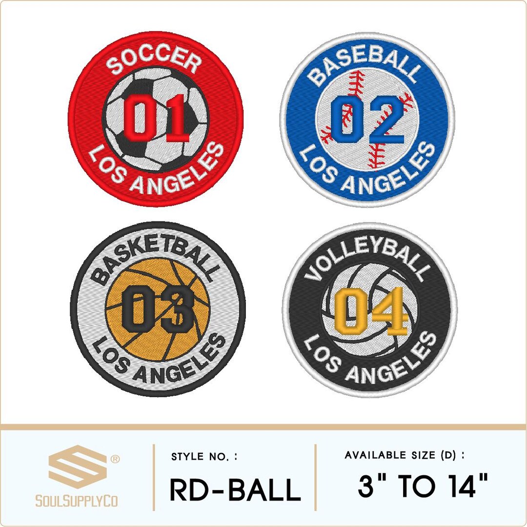 Custom Embroidered Sports Patch - Soccer Baseball Basketball Volleyball ...