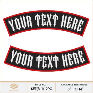 Custom Embroidered Motorcycle Club Patch Set - Top and Bottom Rocker Sew-On Patches