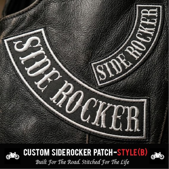 Custom Embroidered Side Rocker Patch - Motorcycle Club Biker MC Sew-On Patches