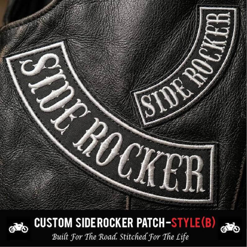 Custom Embroidered Side Rocker Patch - Motorcycle Club Biker MC Sew-On Patches image 1