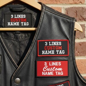 Custom Embroidered Rectangular patch - Name Tag, Biker, Motorcycle Club Sew-On Patches image 12