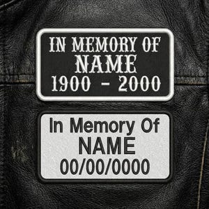 Custom Embroidered Memorial Patch - In Memory Of RIP Biker Motorcycle Club Sew-On Patches