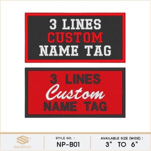 Custom Embroidered Rectangular patch - Name Tag, Biker, Motorcycle Club Sew-On Patches image 2