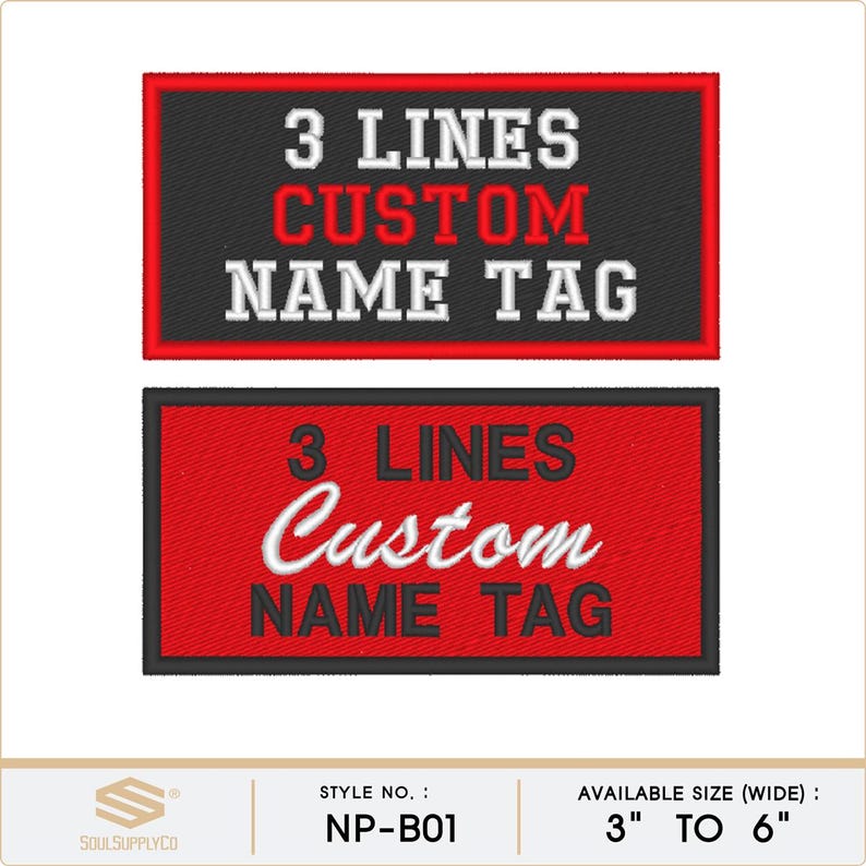 Custom Embroidered Rectangular patch - Name Tag, Biker, Motorcycle Club Sew-On Patches image 2