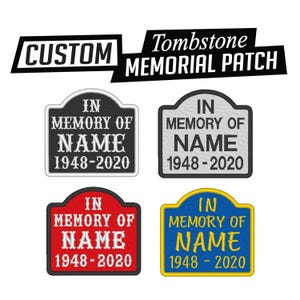 Custom Embroidered Patch - Tombstone In Memory Of Memorial RIP R.I.P Motorcycle Biker Sew on Patch - (MP-04)