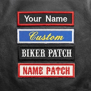 Custom Embroidered Straight Patch - Name Tag, Biker, Motorcycle Club Sew-On Patches