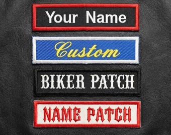 Custom Embroidered Straight Patch - Name Tag, Biker, Motorcycle Club Sew-On Patches