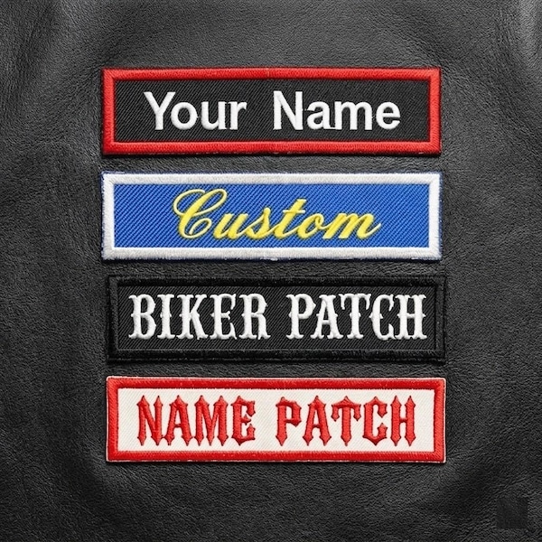 Custom Embroidered Straight Patch - Name Tag, Biker, Motorcycle Club Sew-On Patches