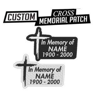 Custom Embroidered Patch -  Big Cross In Memory Of Memorial RIP R.I.P Motorcycle Biker Sew on Patch