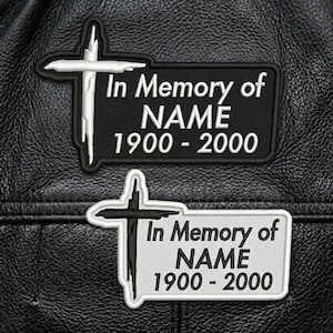 Custom Embroidered Memorial Cross Patch - In Memory Of RIP Biker Motorcycle Club Sew-On Patches