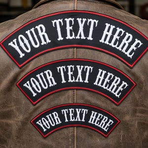 Custom Embroidered Top Rocker Patch – Personalized Motorcycle Biker Vest MC Name Sew On Patches
