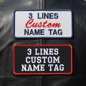 Custom Embroidered Rectangular patch - Name Tag, Biker, Motorcycle Club Sew-On Patches