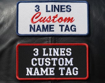 Custom Embroidered Rectangular patch - Name Tag, Biker, Motorcycle Club Sew-On Patches