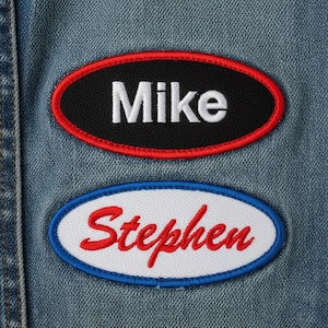 Custom Embroidered Oval Patch - Name Tag, Biker, Motorcycle Club Sew-On Patches