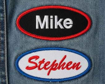 Custom Embroidered Oval Patch - Name Tag, Biker, Motorcycle Club Sew-On Patches