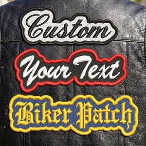 Custom Embroidered Freehand Straight Rocker Patch - Motorcycle Biker MC Sew-On Patches