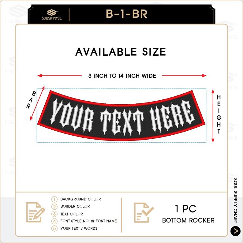 Bottom Rocker Patch Clear Custom Embroidered Bottom Rocker Patch - Motorcycle Club Biker MC Sew ...
