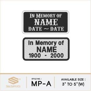 Custom Embroidered Patch -  In Memory Of Memorial RIP R.I.P Motorcycle Biker MC Sew on Patch
