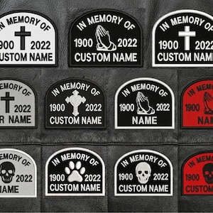 Custom Embroidered Memorial Patch - In Memory Of RIP Biker Motorcycle Club Sew-On Patches