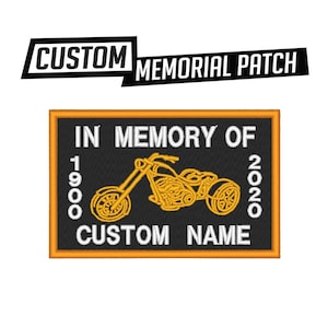 Custom Embroidered Patch -  In Memory Of Memorial RIP R.I.P Motorcycle Biker MC Sew on Patch MP-07
