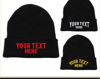 Custom Embroidered Beanie - Personalize Unisex Beanie for Men and Women Knit Hat