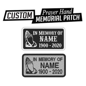 Custom Embroidered Patch -  Prayer Hand In Memory Of Memorial RIP R.I.P Motorcycle Biker Sew on Patch