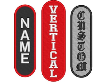 Custom Embroidered Vertical Patch - Biker Motorcycle MC Name Tag Rectangle Sew on Patches