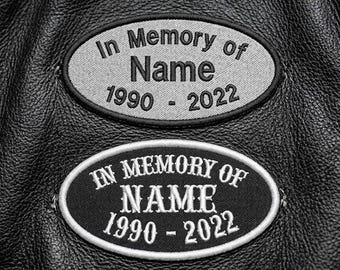 Custom Embroidered Memorial Oval Patch - In Memory Of RIP Biker Motorcycle Club Sew-On Patches