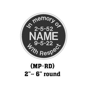 Custom Embroidered Round Patch - In Memory Of Memorial RIP R.I.P Motorcycle Biker Member Sew on Patch