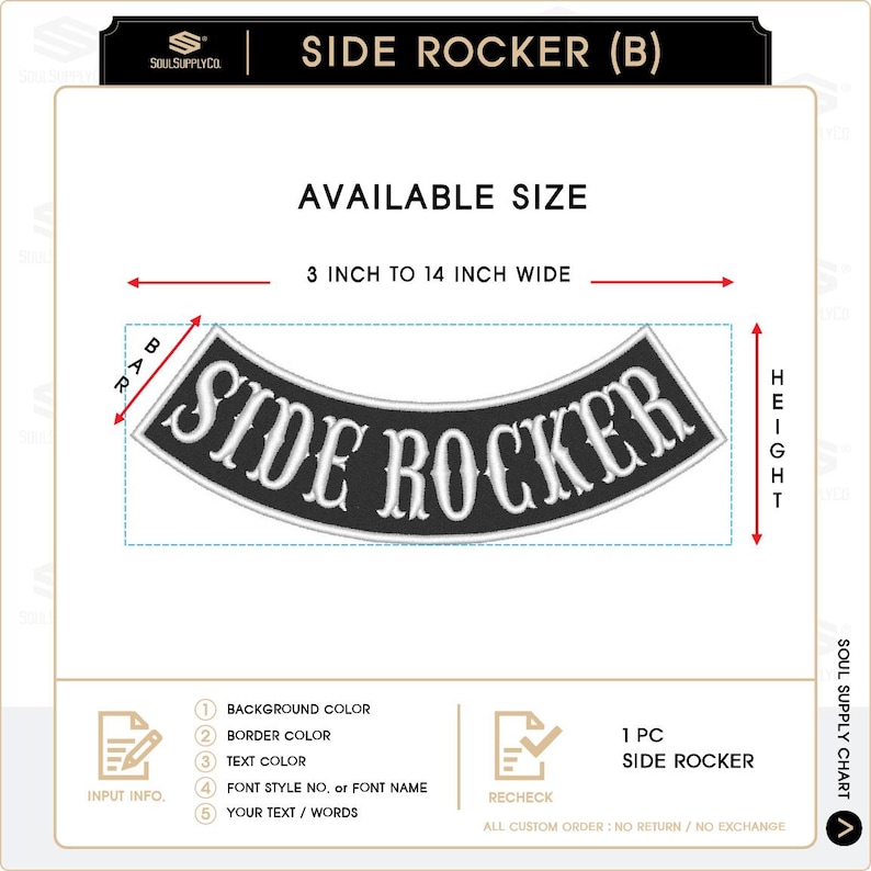 Custom Embroidered Side Rocker Patch - Motorcycle Club Biker MC Sew-On Patches image 6