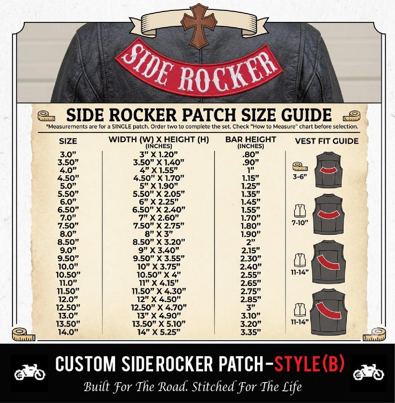 Custom Embroidered Side Rocker Patch - Motorcycle Club Biker MC Sew-On Patches image 2