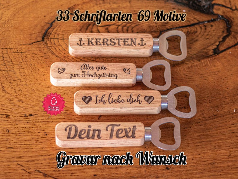 Personalized bottle opener, engraved bottle opener, personalized with name & text, bottle opener engraving gift image 1