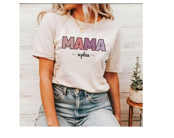 Personalisierte T-shirt Geschenke für Mutter. Muttertag/ Geburt .t-shirt personalized/ gift for mother/ Mother's day gift / Birth gift/ Mama