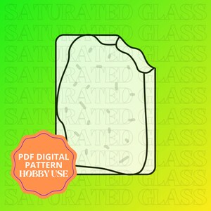 May include: A digital PDF pattern for hobby use, featuring a stylized glass design with a black outline. The design is set against a gradient green background with the words "SATURATED GLASS" repeated throughout.