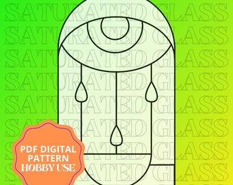 StainedGlass Crying Eye Pattern, ThirdEye Stained Glass Pattern, Craft Stained Glass Pattern, Suncatcher Pattern Download, Stained Glass PDF