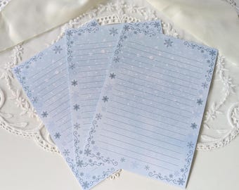 Snowflake Letter Writing Paper Set | 5x7 Cardstock Blank Lined Winter Stationery Cards for Holiday Cards and Christmas Letters