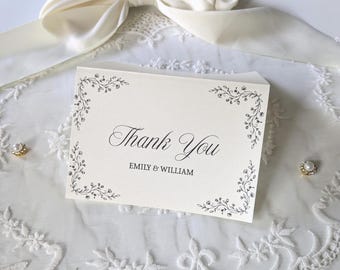 Pearlescent Wedding Thank You Cards | Ivory Personalized Couple Notecards - A1 3.5 x 7" Blank Folded Cards