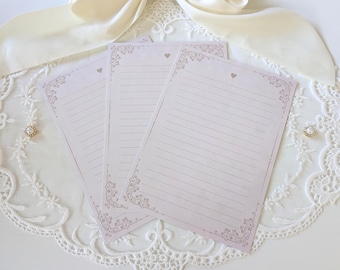 Elegant Letter Writing Paper Set | 5x7 Taupe Lined Cardstock for Weddings and Love Letters