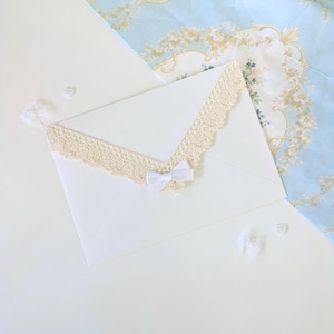 Sobres de encaje blanco / Papelería bonita decorada a mano para escribir cartas, invitaciones de boda, aniversarios y regalos románticos